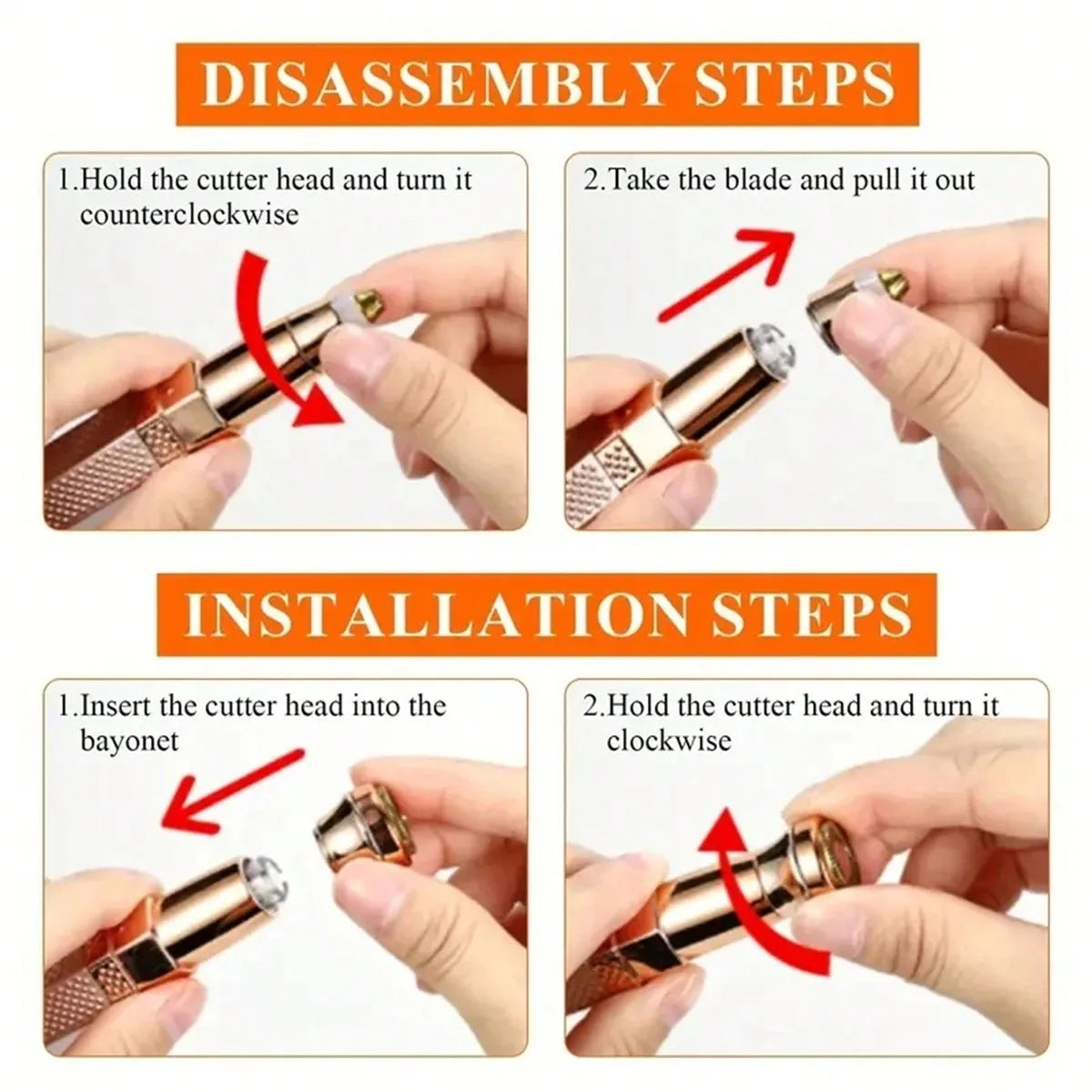 1pc Rechargeable 2-In-1 Eyebrow Razor And Hair Shaver With LED Light -