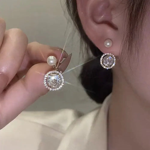 2022 New Trend Simulation Pearl Long Earrings Women's Flower