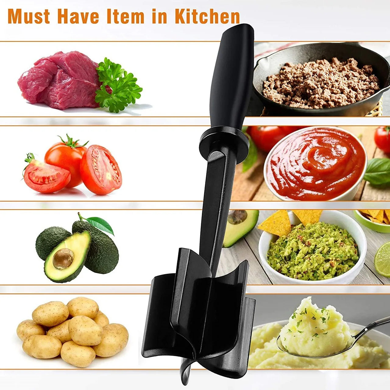 1pc Meat Chopper, Hamburger Chopper, Premium Heat Resistant Masher And