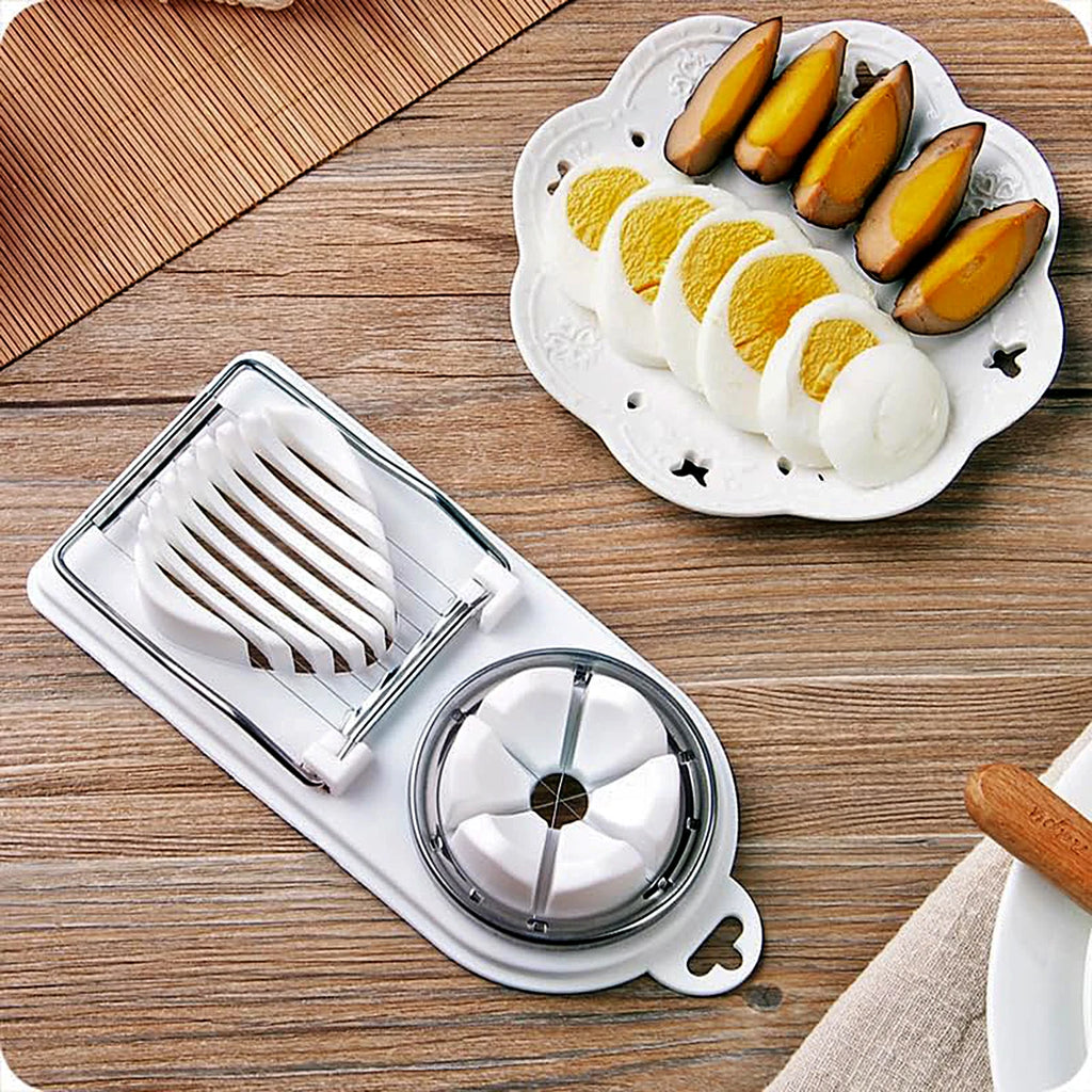 Multifunctional PP Base egg cutter 2-in-1 stainless steel wire pull
