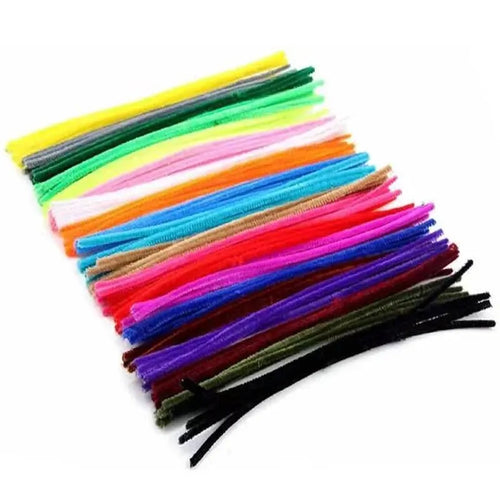 100PCS Colorful Chenille Stem Twisted Rod Wool Root Fluffy Bar Iron