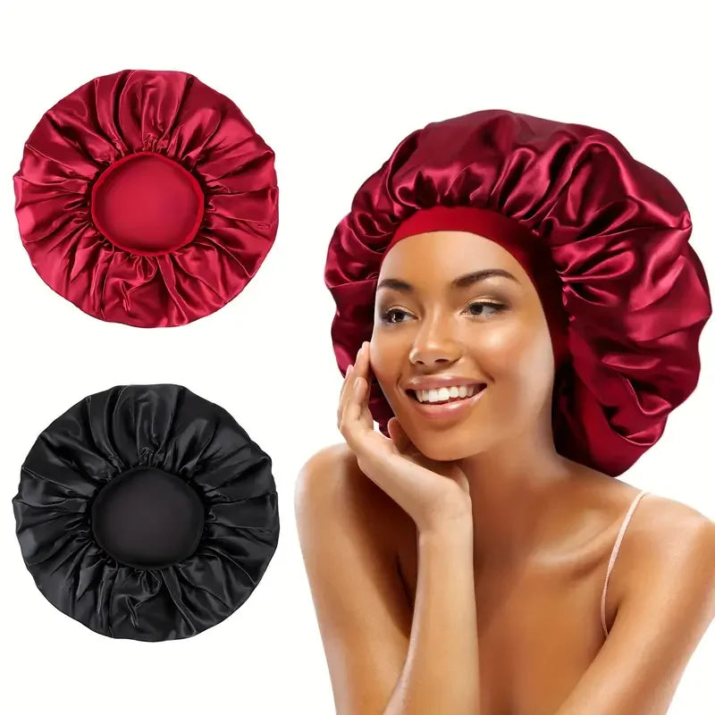 New Women Oversized Silky Hair Soft Elegant Bonnet Solid Color Satin