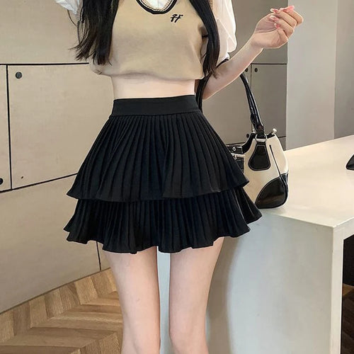 Mini Skirt Cute Sexy Balletcore Elastic High Waist Ball Gown Ruffle