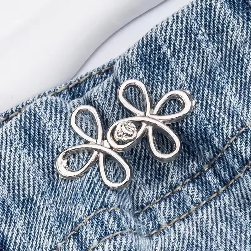 Clover Waist Button Fastener Adjustable Metal Jeans Buttons -
