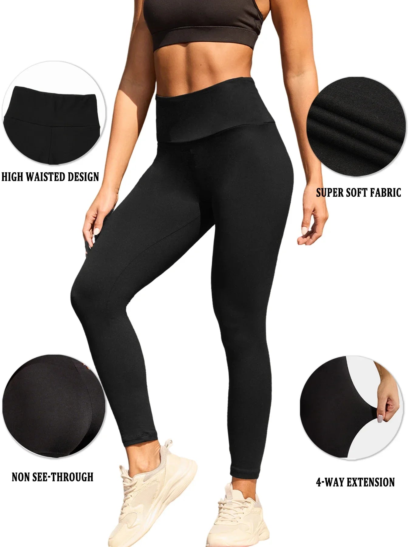 Women's Super Soft Leggings High Waisted Tummy Control No See Through