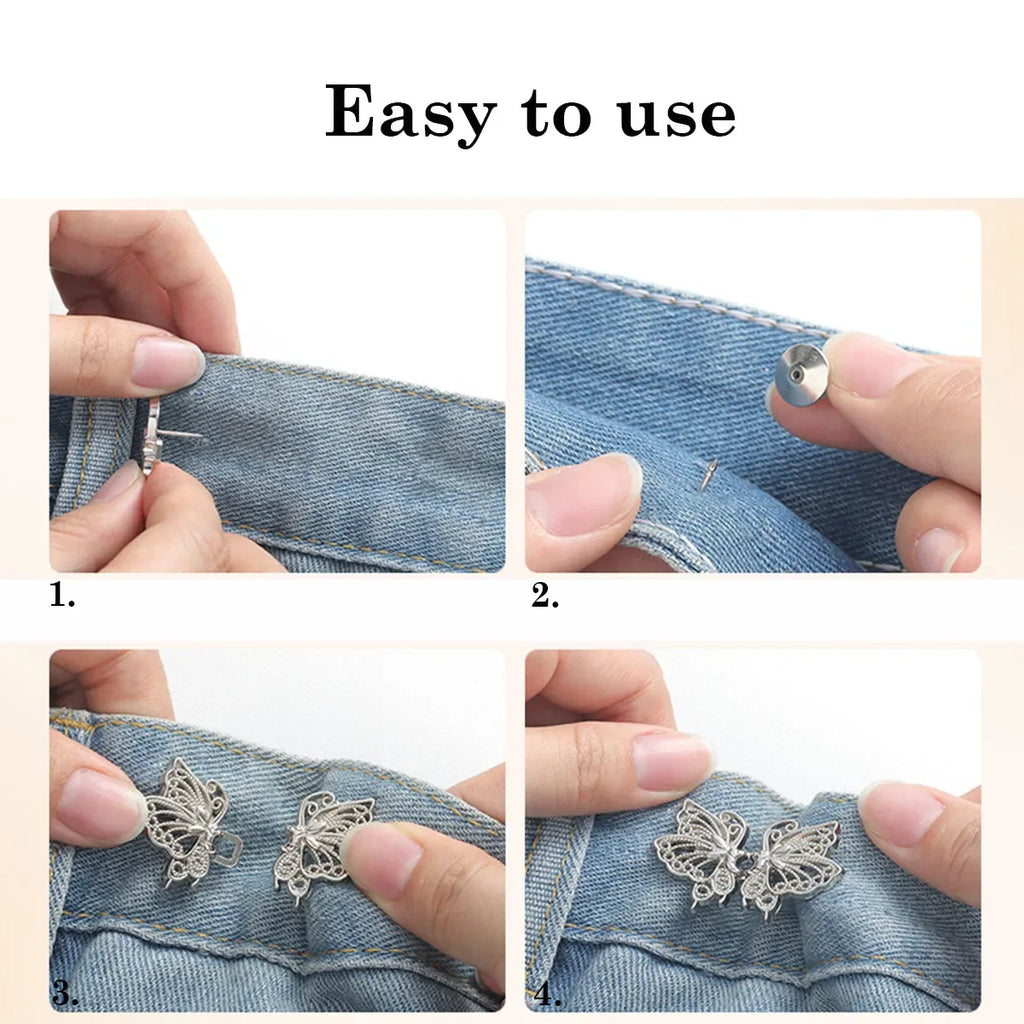 Adjustable Tightener Waist Buckle for Jeans, No Sewing Required