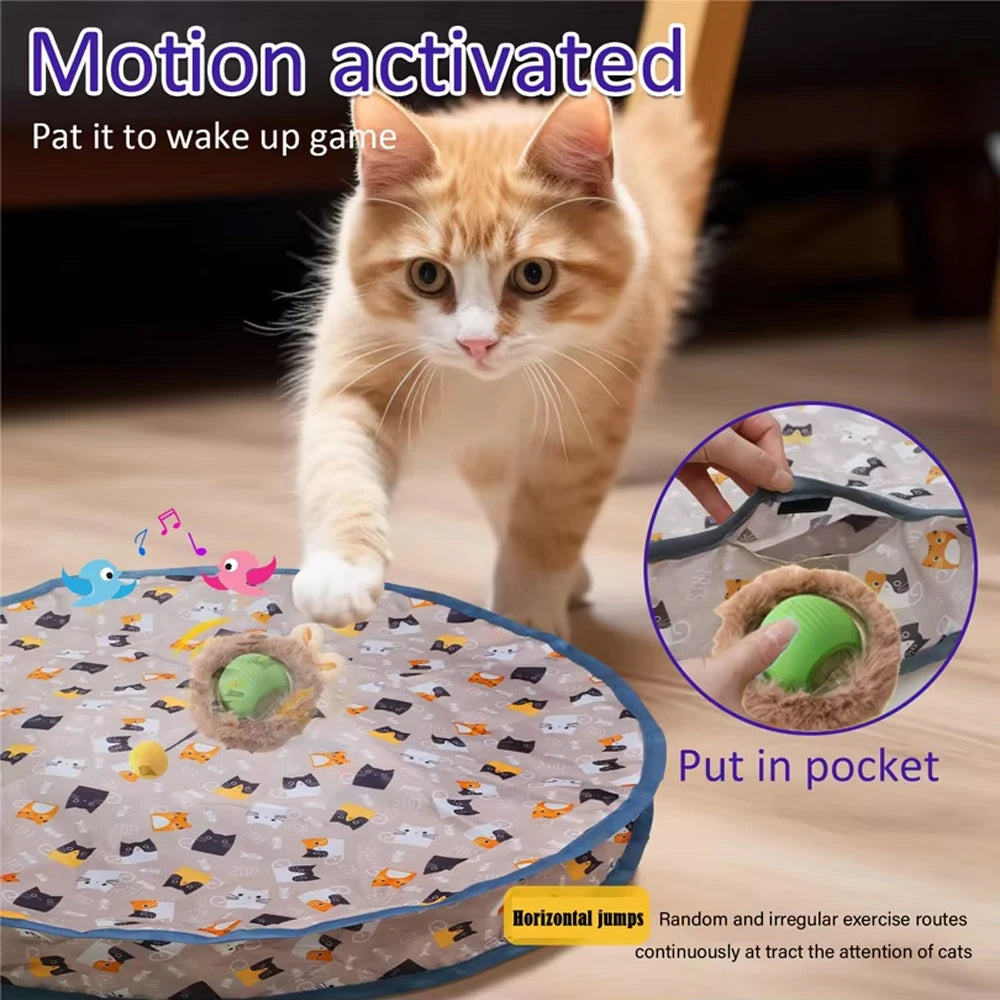 Smart Interactive Cat Toys Ball Fast Rolling in Pouch Hide and Seek