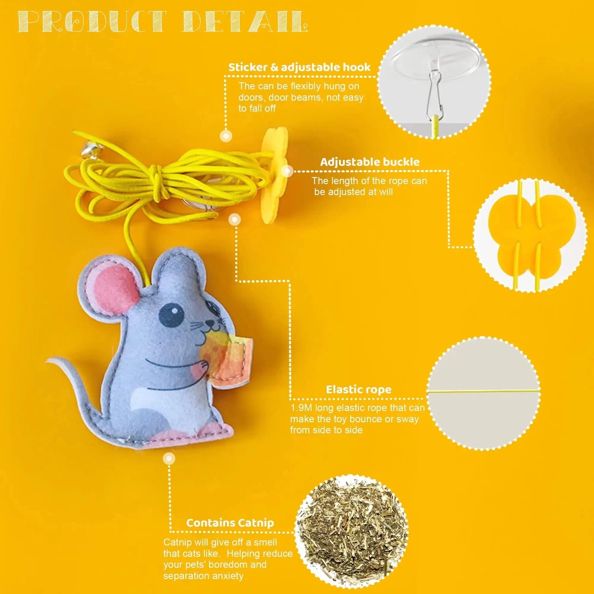 Feather Ball Caterpillar Cat Toy, Pet Self Hi Toy, Hanging Retractable