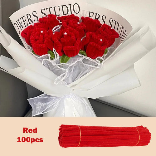 100pcs Colorful Chenille Stems Pipe Cleaners Plush Tinsel Stem Wired