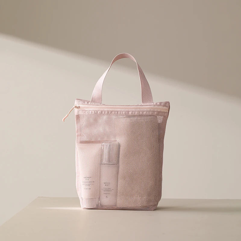 23x26cm Portable Toiletry Bag with Handy Handle Large Capacity Mesh