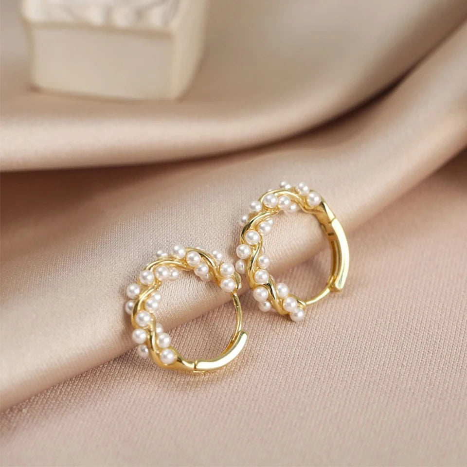 ZAKOL French Imitation Pearl Hoop Earring Small Round Circel Earrings