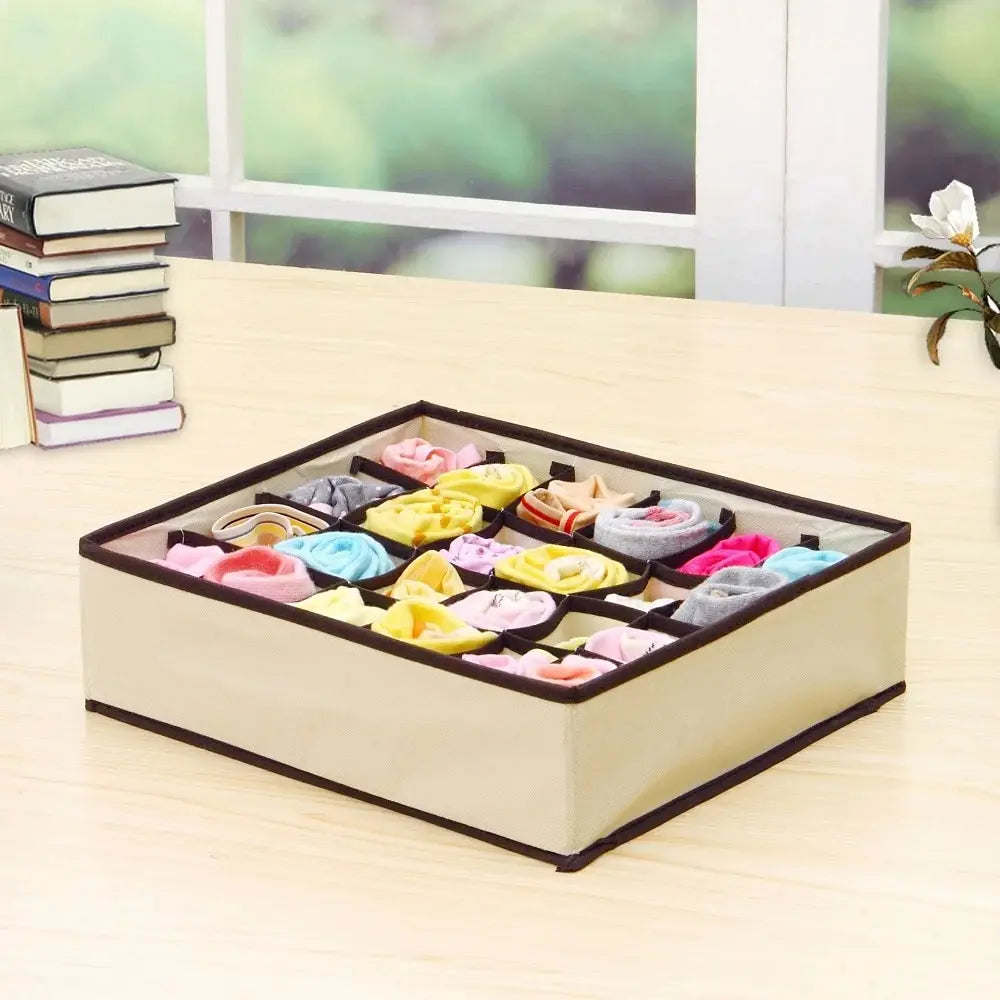 6/7/8/24 Grid Storage Box Beige Underwear Storage Box Four Piece Sock