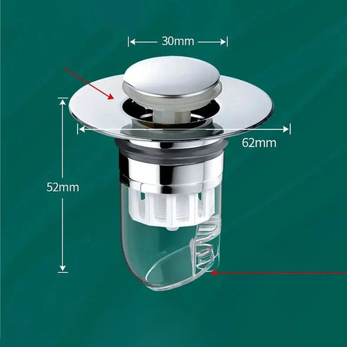 Universal Rebound Drain Plug Filter Basin Pop-up Chrome Sink Filter
