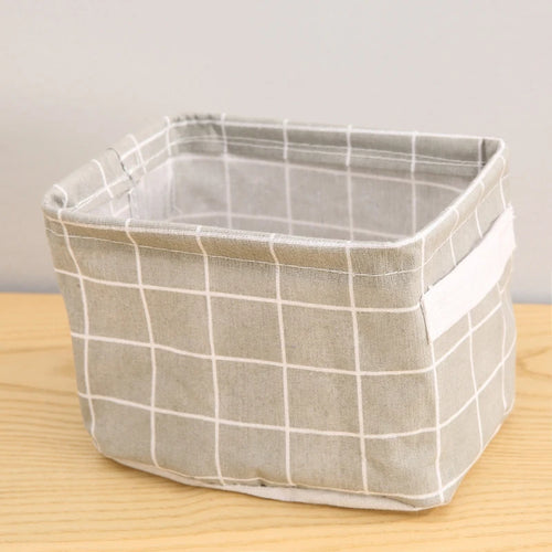 1PC Cotton and Hemp Storage Basket with Handheld Printed Tabletop,