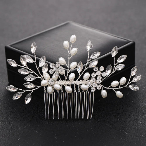 1pc bridal headdress handmade pearl crystal hair comb wedding styling