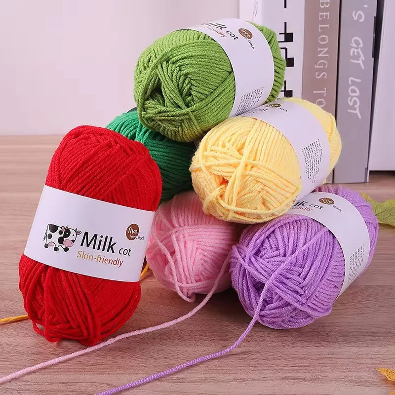 5-Strand Milk Yarn Handmade Medium Thick DIY Woven Doll Sweater Flower