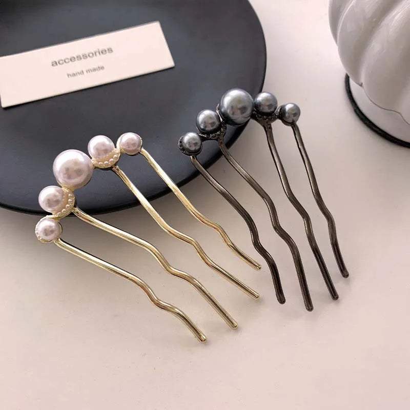 Korean U Shaped Pearl Hairpins Hair Clips for Women Elegant Style