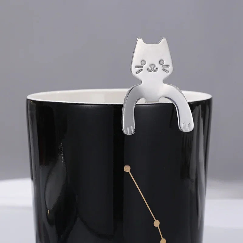 Stainless Steel Coffee Spoon Lovely Cute Cat Shape Teaspoon Dessert