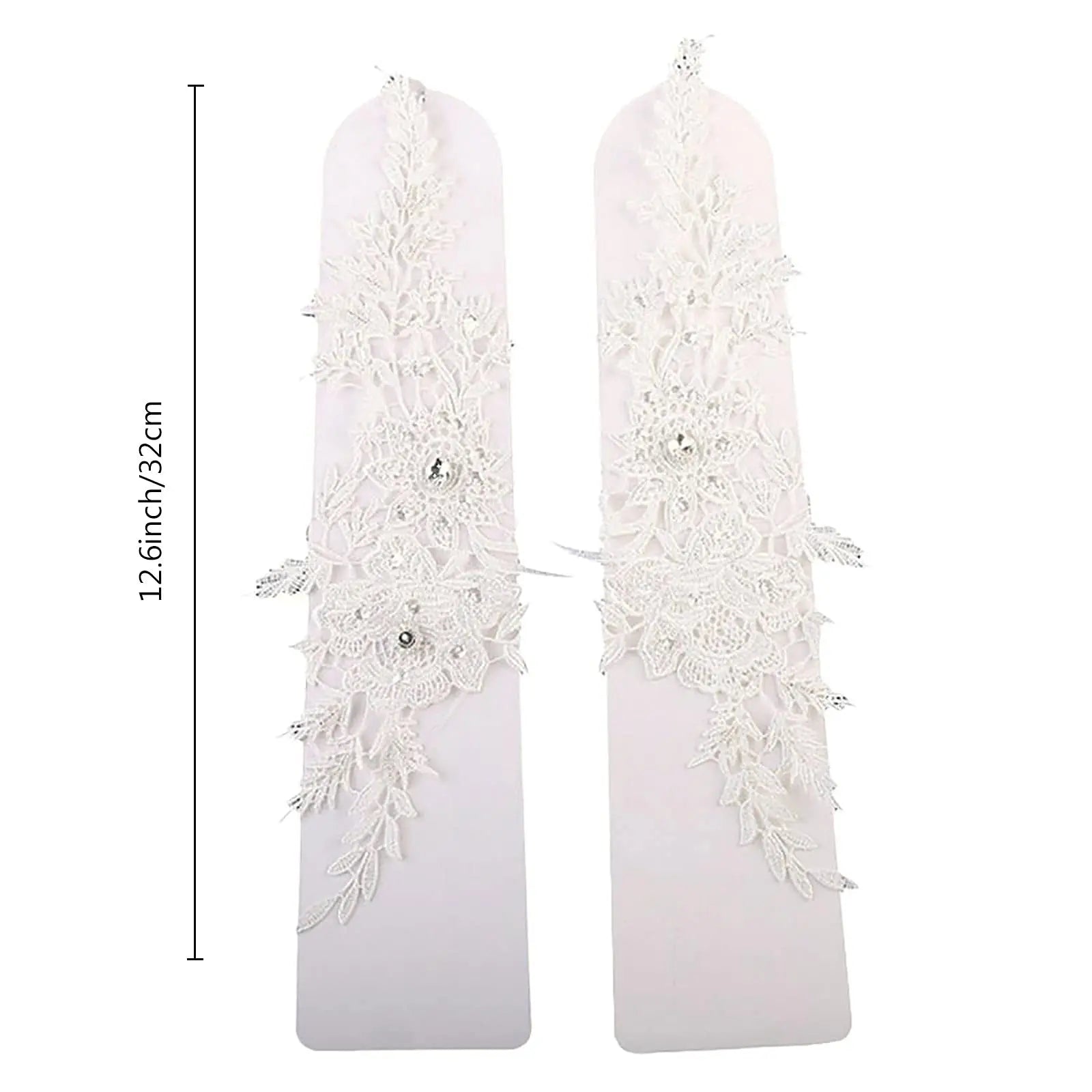 Lace Crystal Women’s Wedding Gloves Fingerless Elbow Bridal Floral