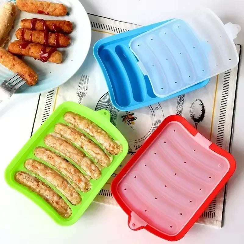 Sausage Maker Mould 6 Cavity Silicone DIY Ham Hot Dog Making Moulds