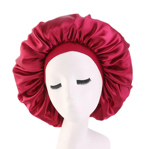 New Women Oversized Silky Hair Soft Elegant Bonnet Solid Color Satin