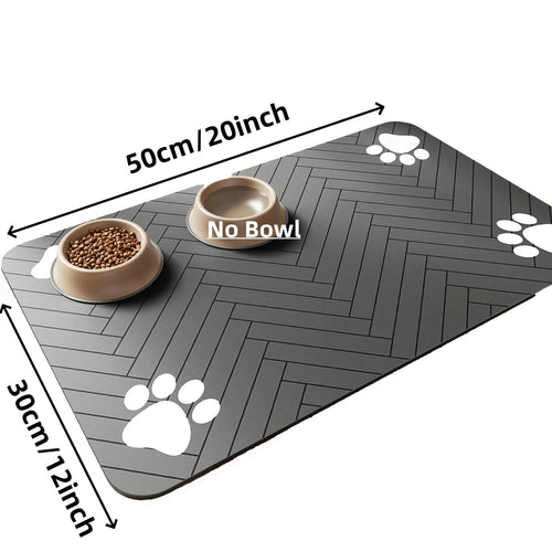 Pet Feeding Mat-Absorbent Pet Placemat for Food and Water Bowl, with