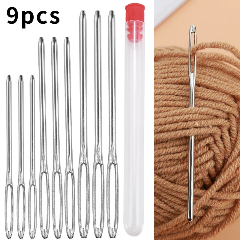 9 PCS Large Eye Blunt Sewing Needles Cross Stitch Knitting Needle