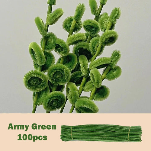 100pcs Colorful Chenille Stems Pipe Cleaners Plush Tinsel Stem Wired