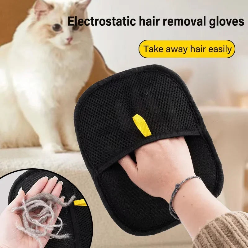 Pet Hair Removal Tool Reusable Static Removal Gloves, Double-Sided