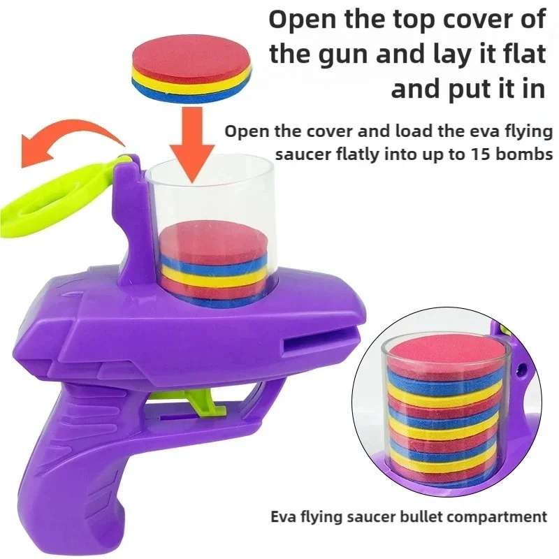 Double Player EVA Flying Disc Gun, Parent-Child Interactive Shooter