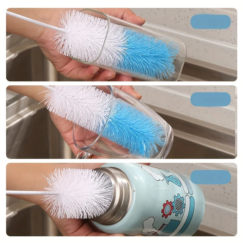 Long Handle Cup Brush,Kitchen Glass Bottle Cleaning Brush,Milk Bottle