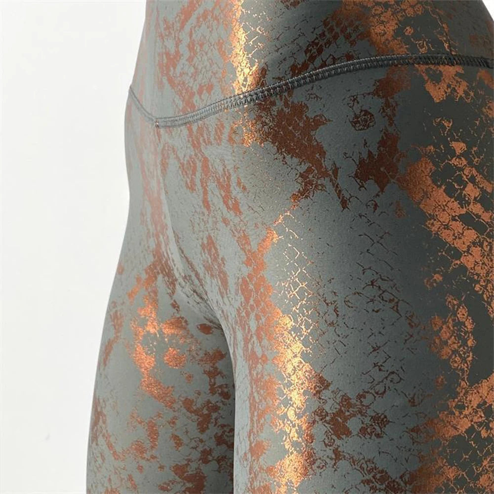 Snake Printed Yoga Pants Gilded Stretch Buttocks Sexy Casual Skinny
