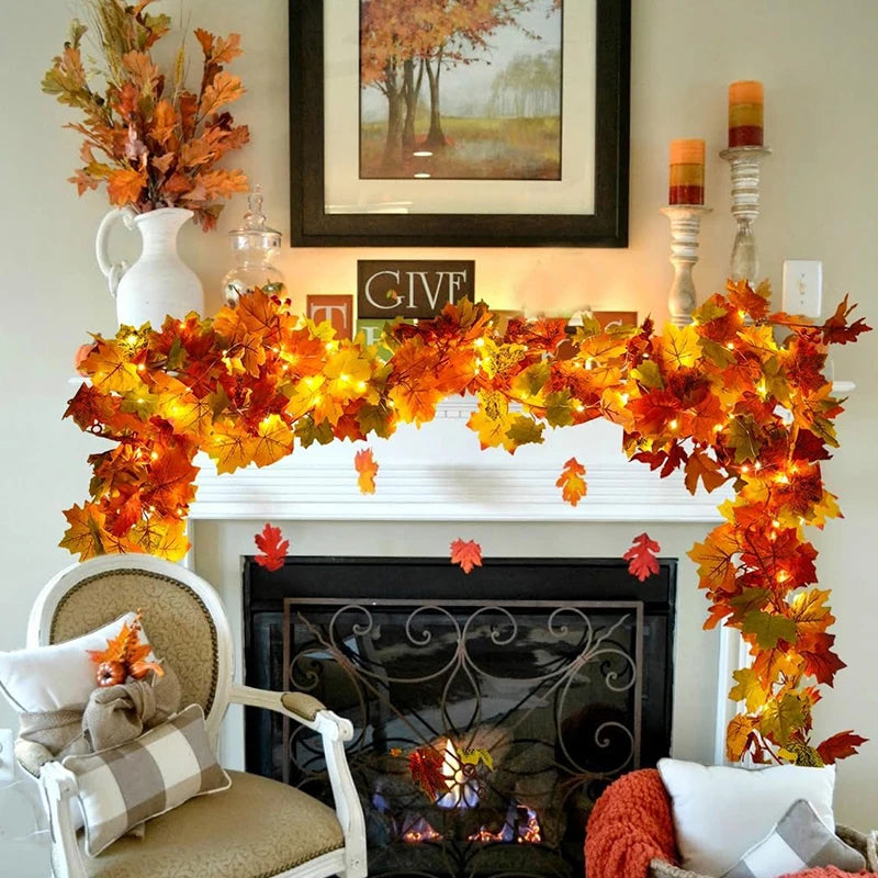 Artificial Maple Leaf Vines Silk Fall Foliage Garland for Home Wedding