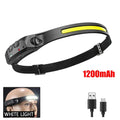 COB LED Headlamp Induction Head Lamp Built-in Battery USB Rechargeable