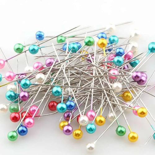 100Pcs/Box 38cm Colorful Round Pearl Head Needles Stitch Straight Push