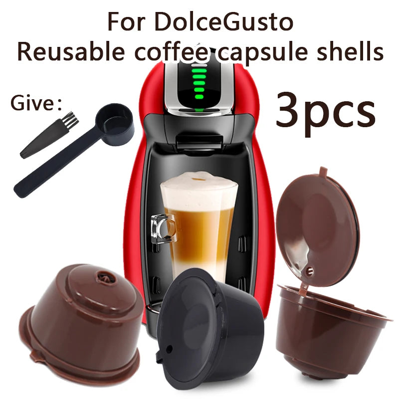 3Pcs Fit For Dolce Gusto Coffee Filter Cup Reusable Coffee Capsule