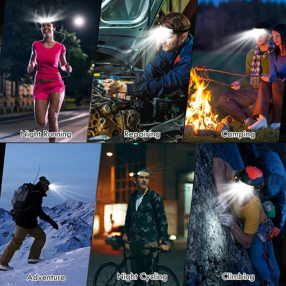 1PC Rechargeable COB Induction Fishing Headlamp, Super Bright LED