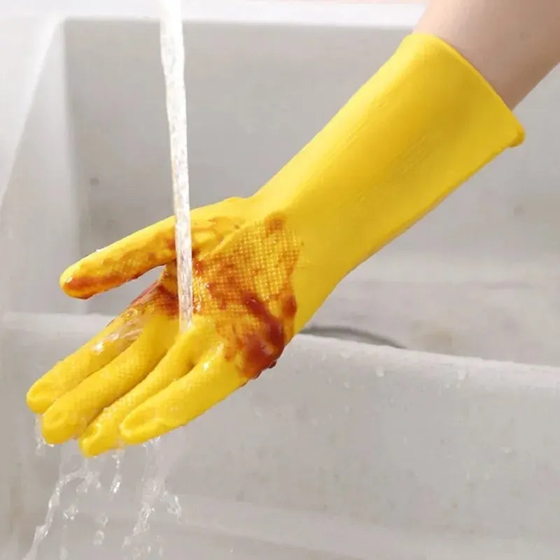 Latex Dishwashing Gloves Women's Waterproof Household Kitchen Washing