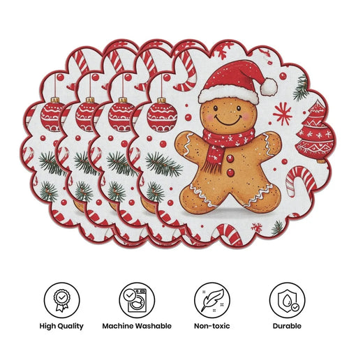 4PCS Christmas Circular Waves Placemats Non Slip Heat Resistant Table