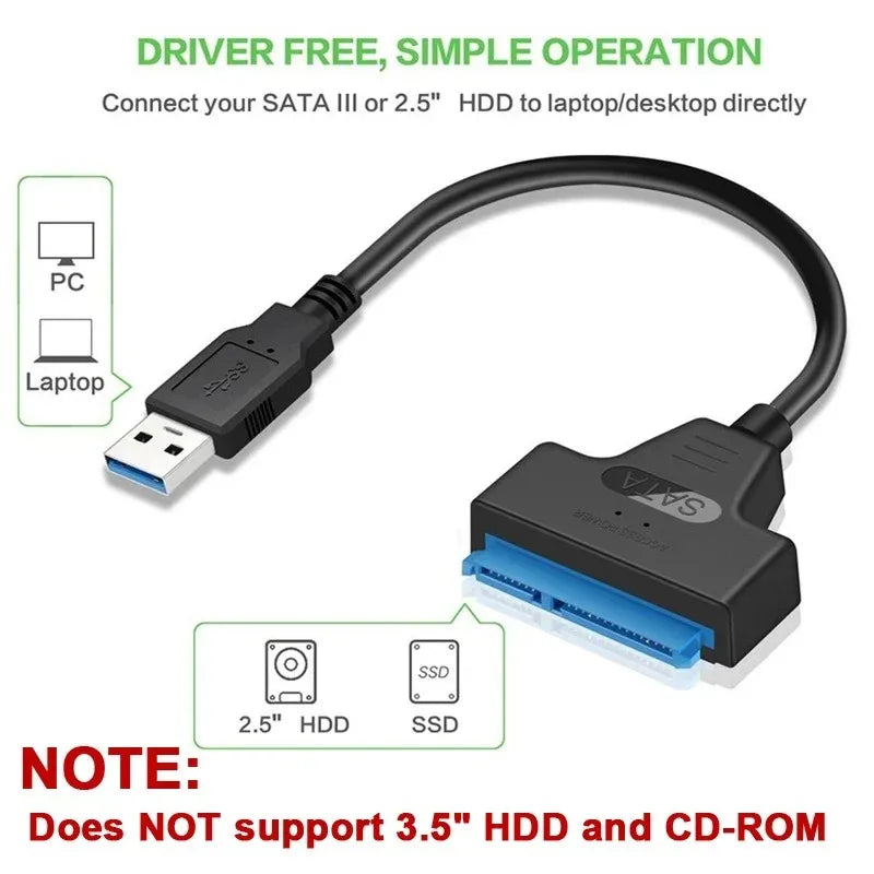 Coolcirc USB 3.0 To Sata Cable For 2.5 Inch External HDD SSD Hard