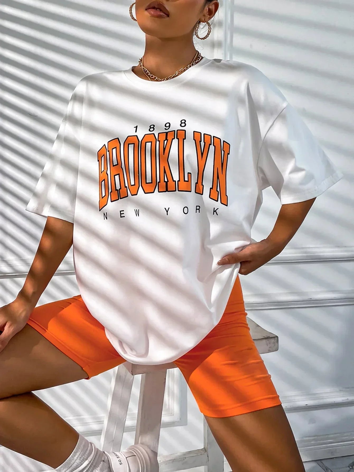 Vintage 1898 Brooklyn New York Womens T-Shirts Oversize American Short
