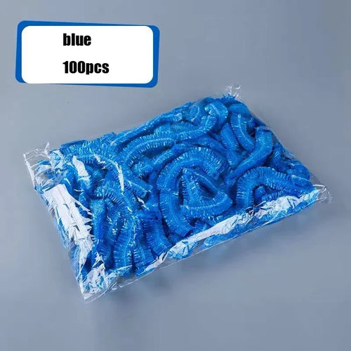 Women's Disposable Shower Cap, Plastic Waterproof Head Cover, Pink Spa