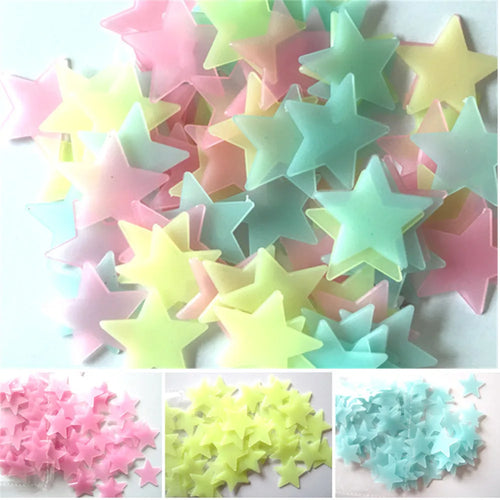 100pcs Fluorescent Glow in the Dark Stars Wall Stickers for Kids Rooms