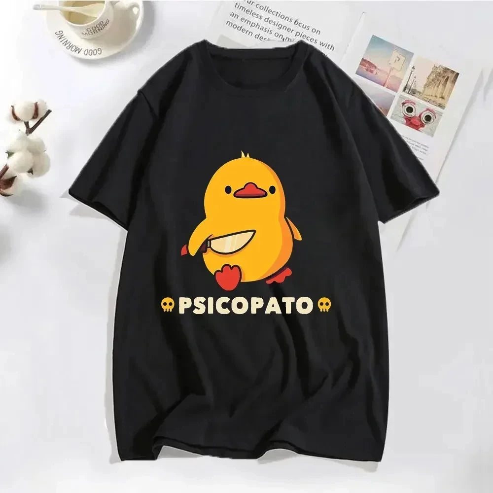 Top Women Summer Top Girl Clothing Duck with Knife Funny Clothes