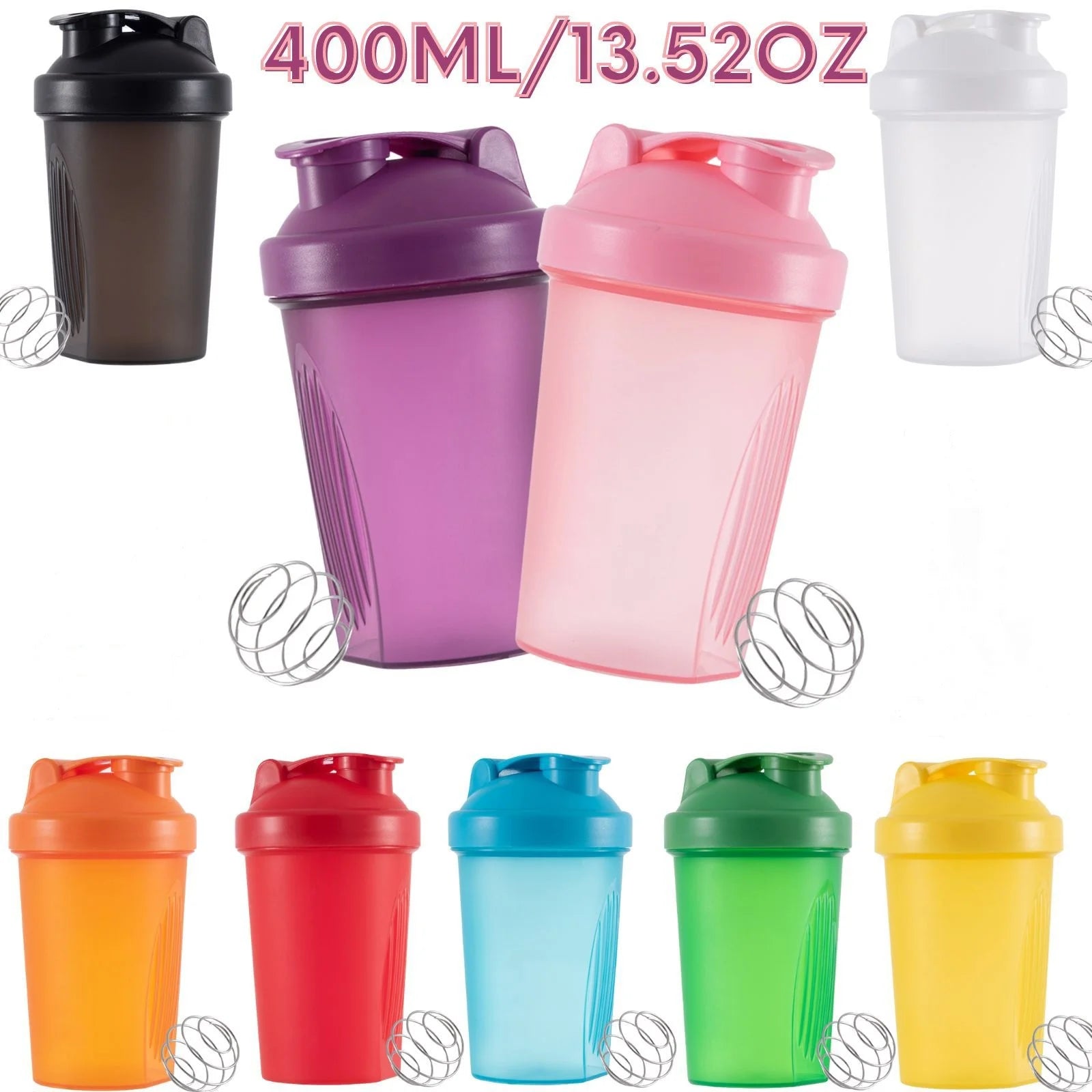 400ML Blender Shaker Bottle with Scale Protein Shakes Leakproof for