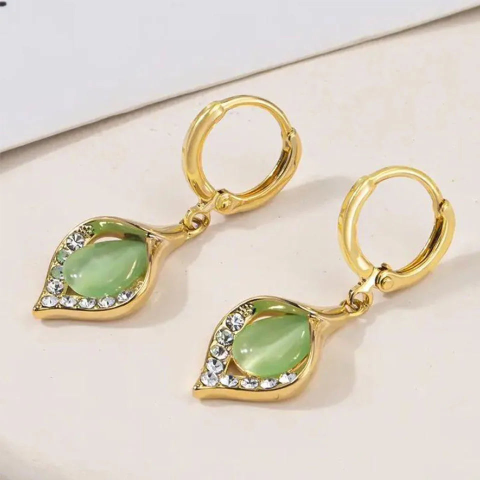 Fashion Korean Angel Eye Earrings Gold Color Plated Rhinestones Inlay