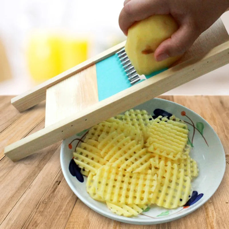 Fries Grid Stainless Potato Grid Steel Potato Kitchen Wooden Home Chip