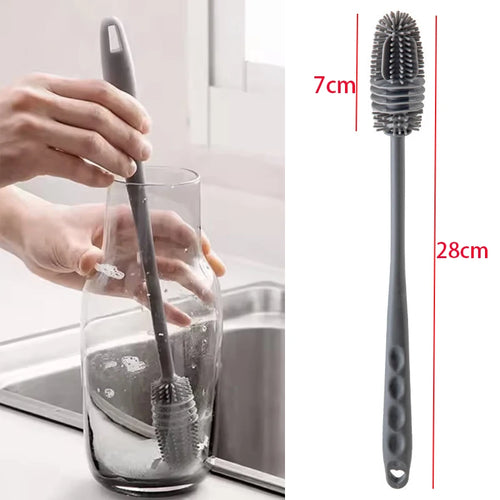 Long Handle Cup Brush,Kitchen Glass Bottle Cleaning Brush,Milk Bottle