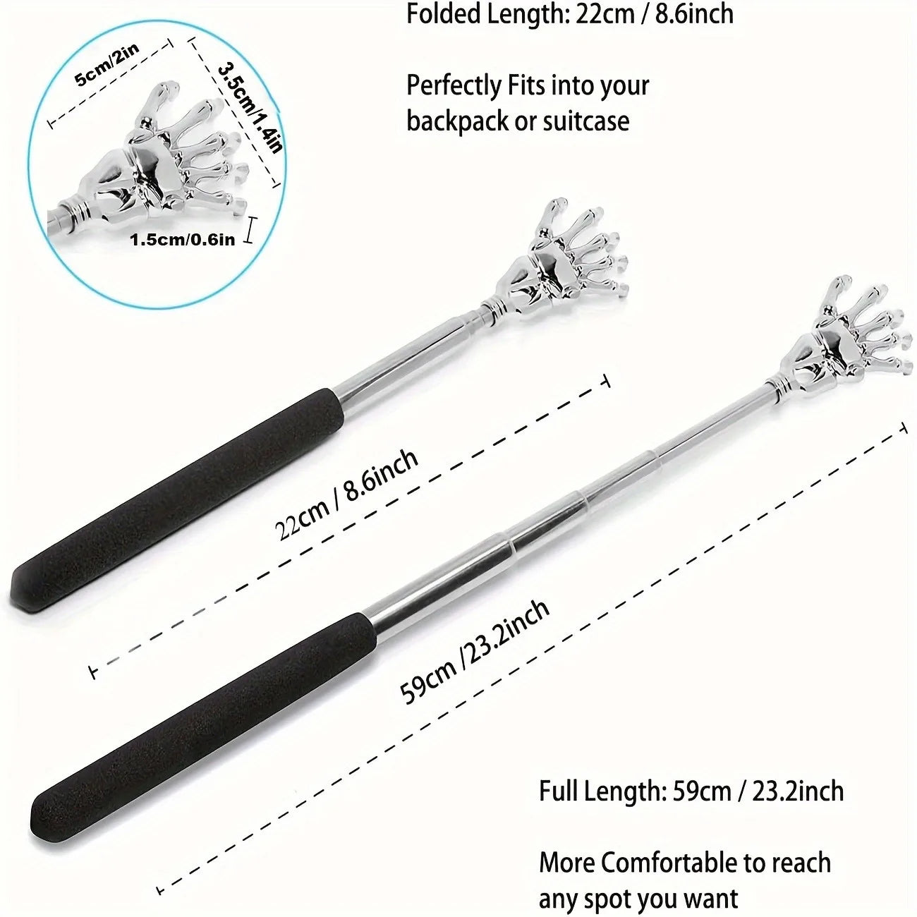 Portable Extendable Back Scratcher Stainless Steel Telescoping Back