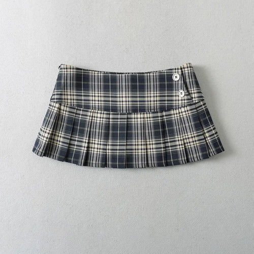 Summer Mini skirts for woman vintage korean fashion plaid skirts for